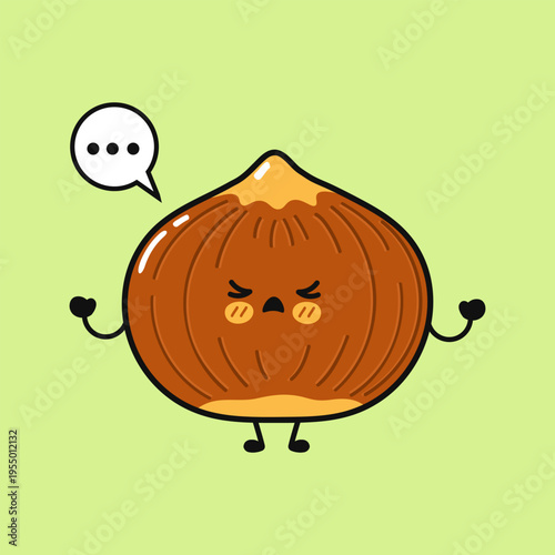 Hazelnut character feeling angry and expressing frustration with speech bubble