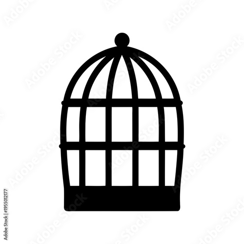Simple black birdcage vector icon illustration for pet shop, freedom, or animal care designs