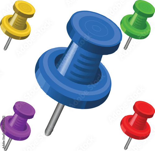 push pins isolated on white