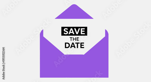 Free Download Purple envelope with Save The Date text for event announcement - GFXLoad