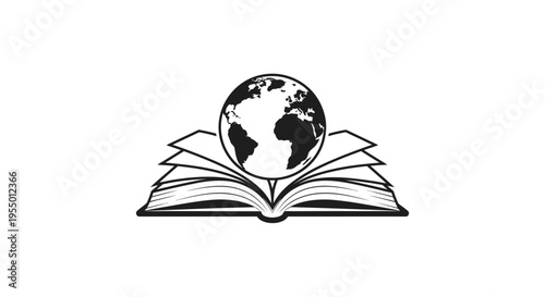 Globe on open book education.