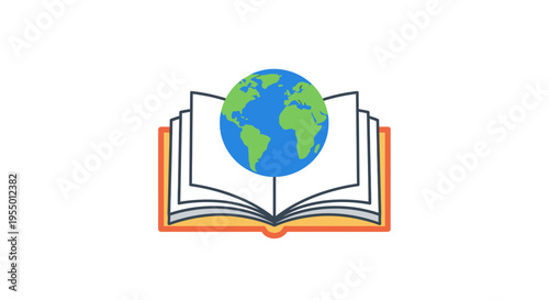 Globe on open book education.