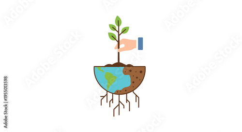 Hand holding plant with green leaves.