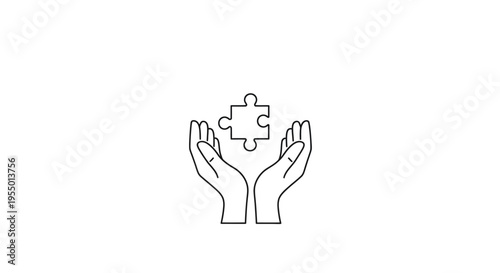 Hands holding a puzzle piece.