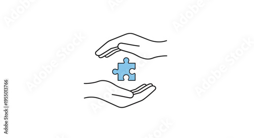 Hands holding a puzzle piece.