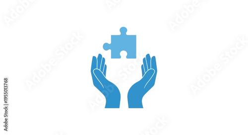 Hands holding a puzzle piece.