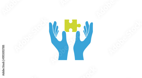 Hands holding a puzzle piece together.