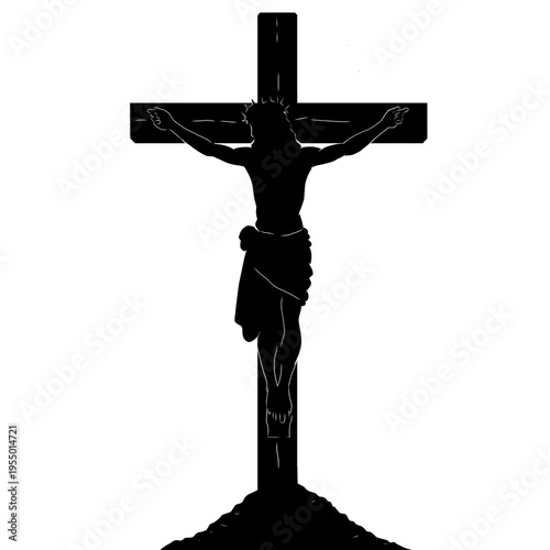 Fotografie Silhouette of jesus christ crucified on a cross