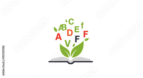 Open Book with Green Leaves Emerging.