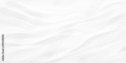 Soft white silk and satin fabric background with smooth wavy curves and flowing light texture creates a luxury textile wallpaper design