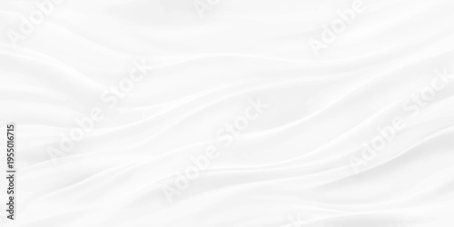 Smooth white silk and satin fabric background featuring soft wavy curves and a flowing textile texture with light liquid waves for a professional material wallpaper design