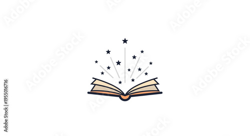 Open Book with Magic Sparkles Emitting.