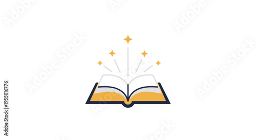 Open Book with Sparkling Ideas Emerging.