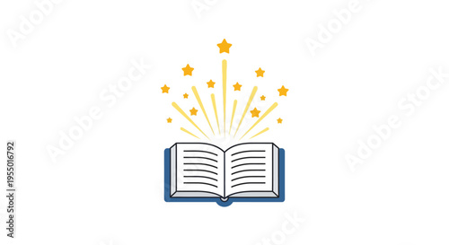 Open Book with Sparkling Yellow Lights.