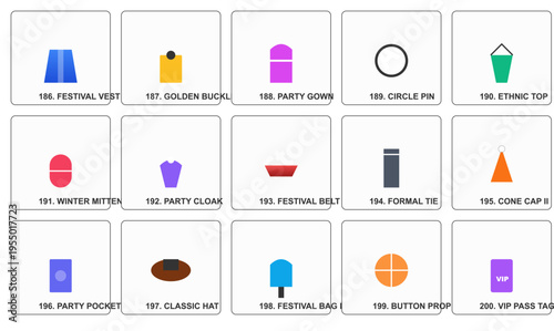 Set of 20 colorful party icons vector