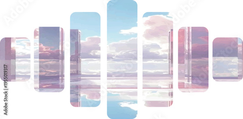 Abstract Composition of Serene Coastal Scenery with Pastel Hues.