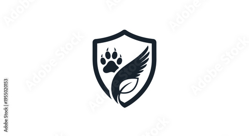 Shield with paw and wing logo.