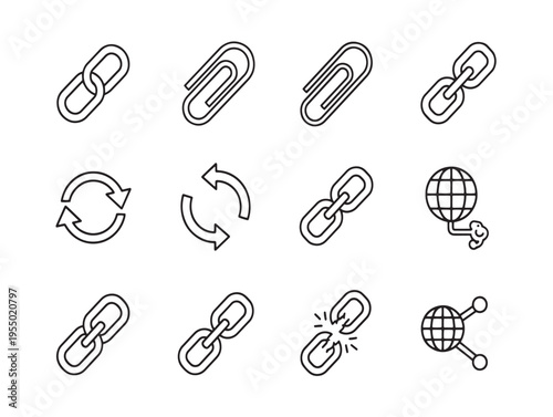 A collection of various paperclip icons