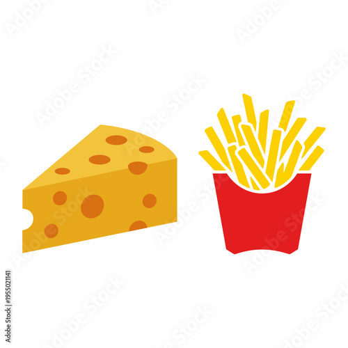 Tableau sur toile Illustrative depiction of popular fast food staples a block of dairy and fried p
