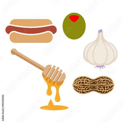 Hot Dog, Olive, Garlic, Honey, Peanut A Delicious Combination of Ingredients for Your Next Meal