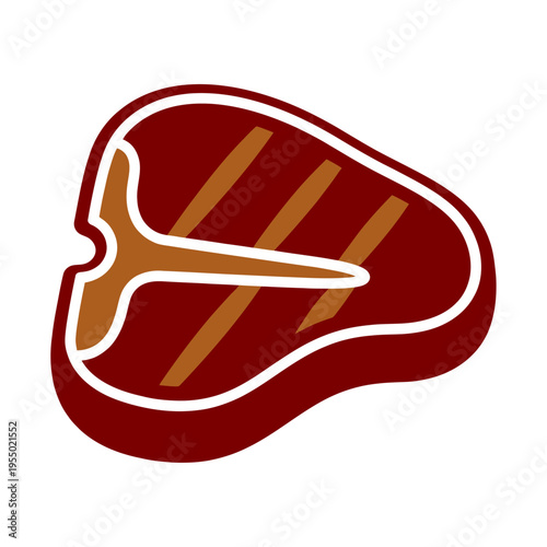 A Stylized T-bone Steak Icon With Grill Marks, A Culinary Symbol Representing Food