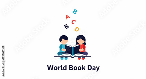 Two children reading a book together.