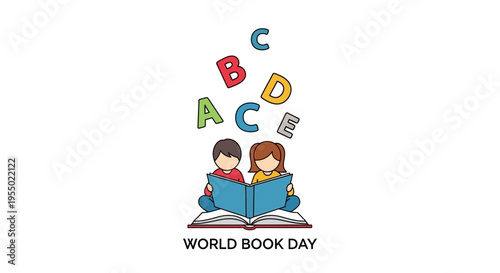 Two children reading a book together.