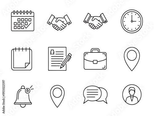 A collection of 12 business and office related icons