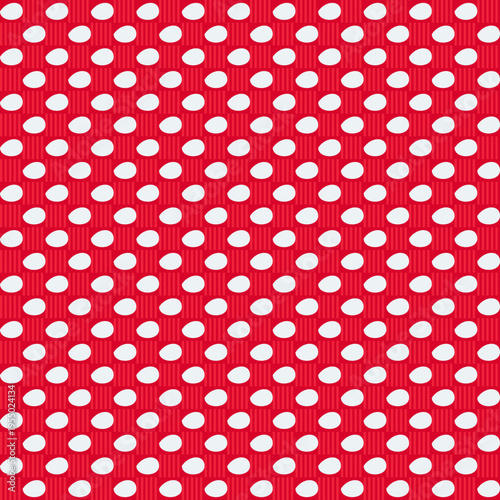 Polka Dots Pattern: A vibrant red backdrop is adorned with an orderly arrangement of white polka dots, creating a classic, eye-catching design.