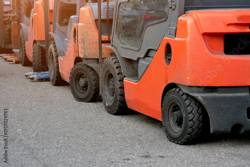 forklift loader pallet stacker truck equipment at warehouse
