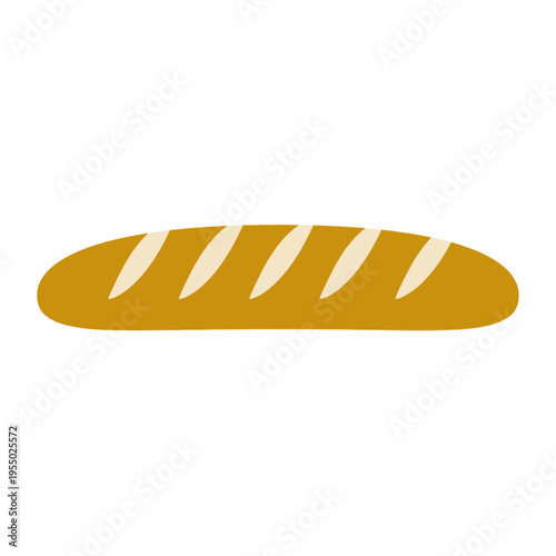 Delicious golden baked baguette, a staple French bread, perfect for meals and sandwiches, vector illustration