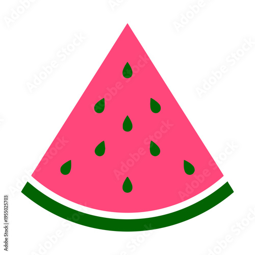 Vibrant and refreshing watermelon slice icon with bright pink flesh and green rind, ideal for summer