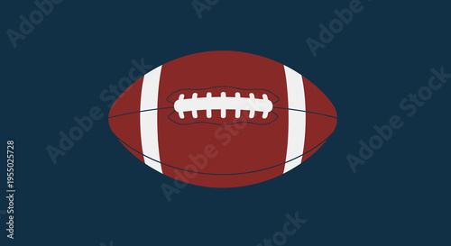 Classic American Football Vector Illustration: Iconic Oval Ball with White Stripes and Laces on a Deep Blue Background, Ideal for Sports Themes and Game Day.