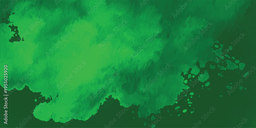 Fototapeta premium Vibrant forest green watercolor background, abstract nature paint splash texture for eco-friendly projects.