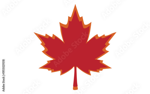 Autumn maple leaf illustration in vibrant red and orange colors on white background
