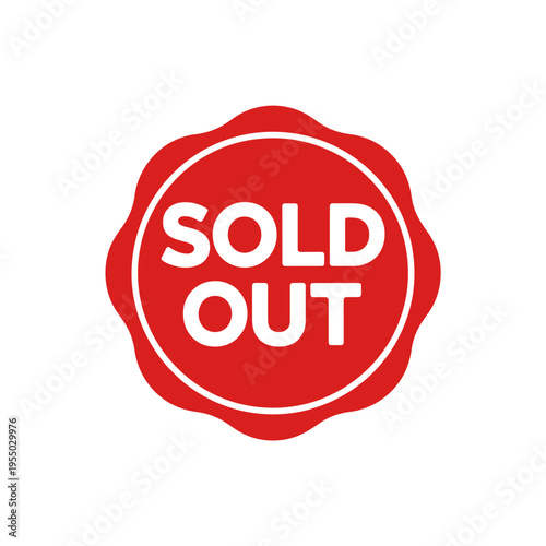Red sold out sign icon