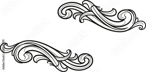 Elegant swirling ornamental design elements for creative projects