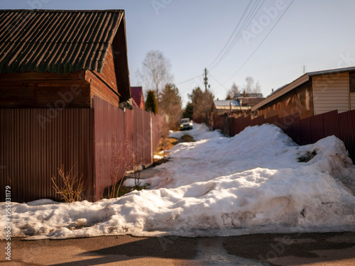 street blocked by melting snow