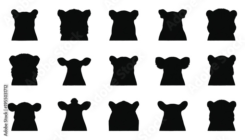 A collection of fifteen black chess rook piece silhouettes displays minor variations in their top shapes.