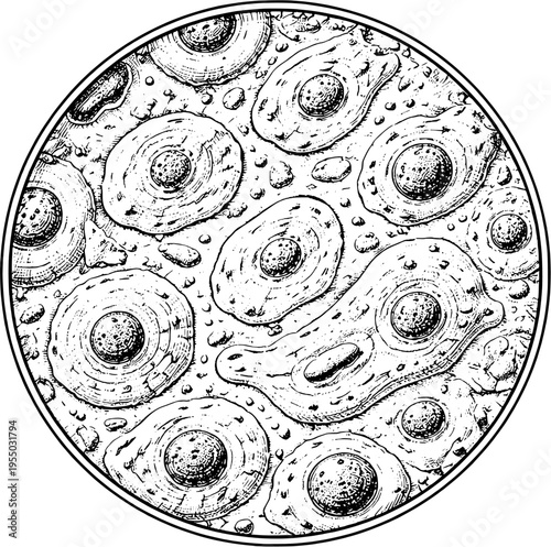 Vintage Anatomical Illustration of Microscopic Cells Engraving Style