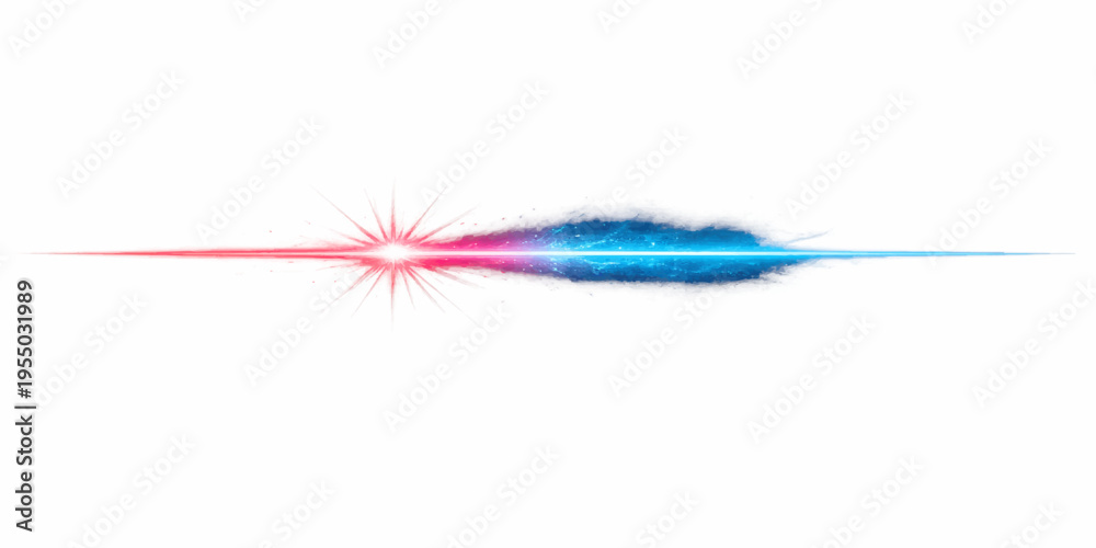 Obraz premium A soft blue and white bird feather with colorful accents is isolated on a white background as a light object or delicate brush tool