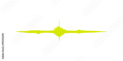 Isolated macro illustration of a green crown of thorns plant branch with spring leaves and a yellow flower bud splash on a white background