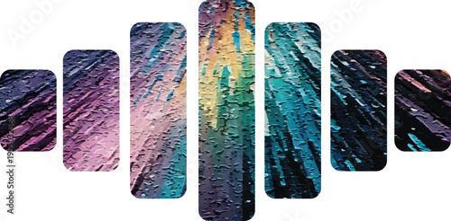 Abstract Colorful Vertical Stripes with Textured Paint Splatter.