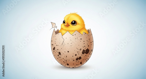 Adorable Chick Hatching from Egg - A Symbol of New Beginnings.
