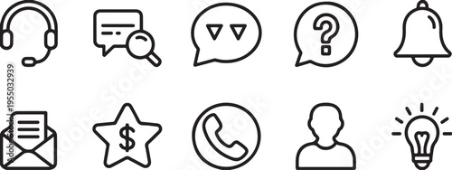 icon headset search chat faq notification email phone user idea