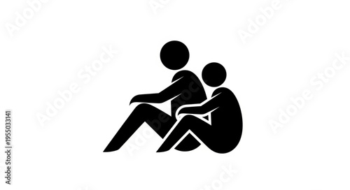 Silhouette of a parent and child sitting together in support.