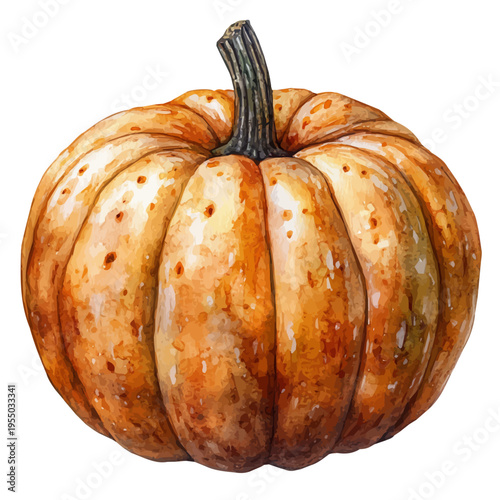 watercolor of Pumpkin illustration, isolated on a white background.