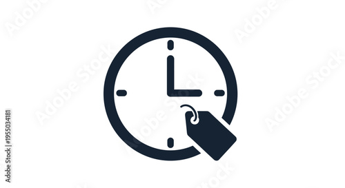 Clock with tag on face.