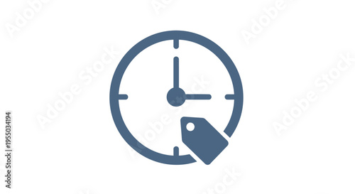 Clock with tag or label icon.