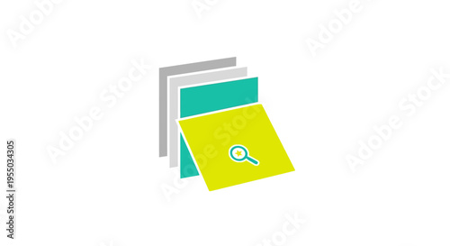 Colorful file folders with magnifying glass.